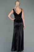 Robe de Soirée Longue Satin Noir ABU2771
