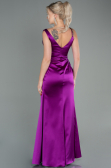 Robe de Soirée Longue Satin Violet ABU2771