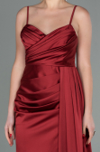 Robe Queue de Poisson Longue Satin Rouge Bordeaux ABU1894