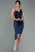 Robe de Cérémonie Courte Satin Bleu Marine ABK1579