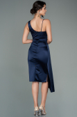 Robe de Cérémonie Courte Satin Bleu Marine ABK1579