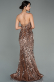 Robe Queue de Poisson Longue Velours Cappuccino ABU2787