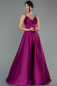 Robe De Soirée Satin Longue Prune ABU2375