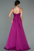 Robe De Soirée Satin Longue Prune ABU2375