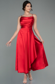 Robe de Cérémonie Midi Satin Rouge ABK1586
