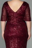 Robe de Soirée Grande Taille Longue Squameuse Rouge Bordeaux ABU2796