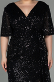 Robe de Soirée Grande Taille Longue Squameuse Noir ABU2796