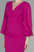 Robe de Soirée Longue Mousseline Fushia ABU2818