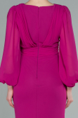 Robe de Soirée Longue Mousseline Fushia ABU2818