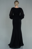 Robe de Soirée Longue Mousseline Noir ABU2818