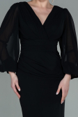 Robe de Soirée Longue Mousseline Noir ABU2818
