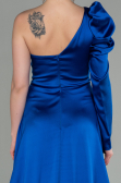 Robe De Soirée Satin Longue Bleu Saxe ABU1715