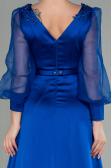 Robe de Soirée Longue Satin Bleu Saxe ABU2830