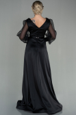 Robe de Soirée Longue Satin Noir ABU2830