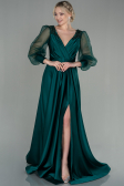 Robe de Soirée Longue Satin Émeraude ABU2830