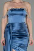 Robe De Soirée Satin Longue Indigo ABU2618