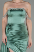Robe De Soirée Satin Longue Menthe ABU2618
