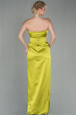 Robe de Soirée Longue Satin Pistache vert ABU2844