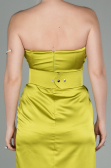 Robe de Soirée Longue Satin Pistache vert ABU2844