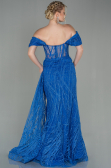 Robe De Soirée Longue Bleu Saxe ABU2706