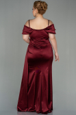 Robe Grande Taille Longue Satin Rouge Bordeaux ABU2855