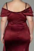 Robe Grande Taille Longue Satin Rouge Bordeaux ABU2855