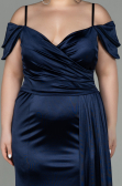 Robe Grande Taille Longue Satin Bleu Marine ABU2855