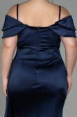 Robe Grande Taille Longue Satin Bleu Marine ABU2855