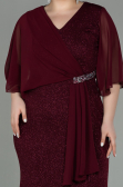 Robe de Soirée Grande Taille Longue Rouge Bordeaux ABU2857