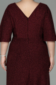 Robe de Soirée Grande Taille Midi Rouge Bordeaux ABK1625