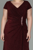 Robe de Soirée Grande Taille Longue Rouge Bordeaux ABU2870