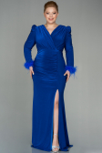 Robe Grande Taille Longue Bleu Saxe ABU2832