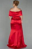Robe Grande Taille Longue Satin Rouge ABU2873