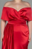 Robe Grande Taille Longue Satin Rouge ABU2873