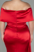 Robe Grande Taille Longue Satin Rouge ABU2873