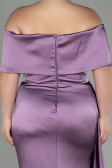 Robe Grande Taille Longue Satin Lavande ABU2873