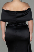 Robe Grande Taille Longue Satin Noir ABU2873