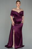 Robe Grande Taille Longue Satin Couleur Cerise ABU2873