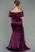 Robe Grande Taille Longue Satin Couleur Cerise ABU2873