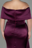 Robe Grande Taille Longue Satin Couleur Cerise ABU2873