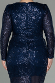 Robe de Soirée Grande Taille Longue Squameuse Bleu Marine ABU2878