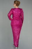 Robe de Soirée Grande Taille Longue Squameuse Fushia ABU2878