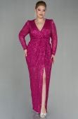 Robe de Soirée Grande Taille Longue Squameuse Fushia ABU2878