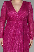 Robe de Soirée Grande Taille Longue Squameuse Fushia ABU2878