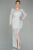Robe de Soirée Grande Taille Longue Squameuse Beige ABU2878