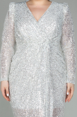 Robe de Soirée Grande Taille Longue Squameuse Beige ABU2878