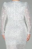 Robe de Soirée Grande Taille Longue Squameuse Beige ABU2878