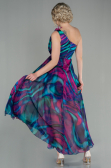Robe de Soirée Longue Mousseline Fushia ABU2882