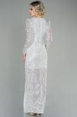 Robe de Soirée Longue Squameuse Beige ABU2859
