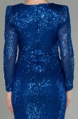 Robe de Soirée Longue Squameuse Bleu Saxe ABU2859